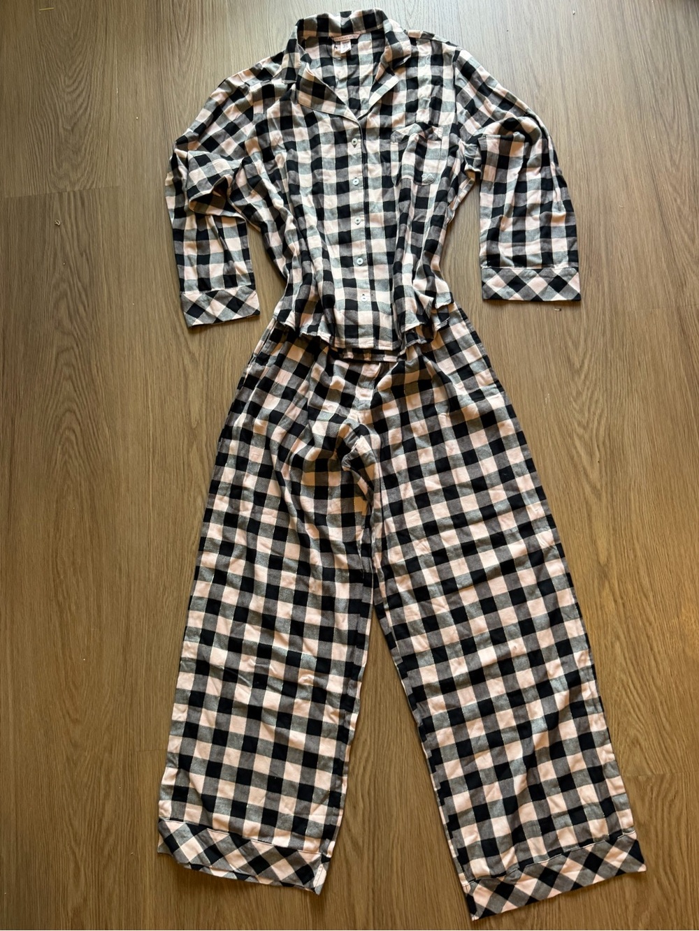 Victoria's Secret Pink and Black Checked Wide-Leg Jumpsuit